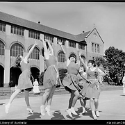 Girls playing basketball at the Home of the Good Shepherd girls home, Ashfield, 8 October, 1963